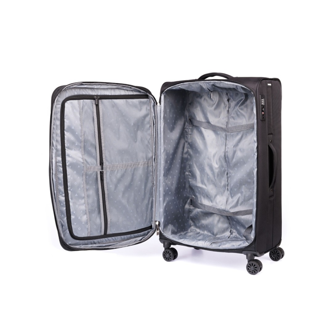 Чемодан TORBER Seyd, чёрный, нейлон 600D, 48 х 22 х 78 см, 85 л