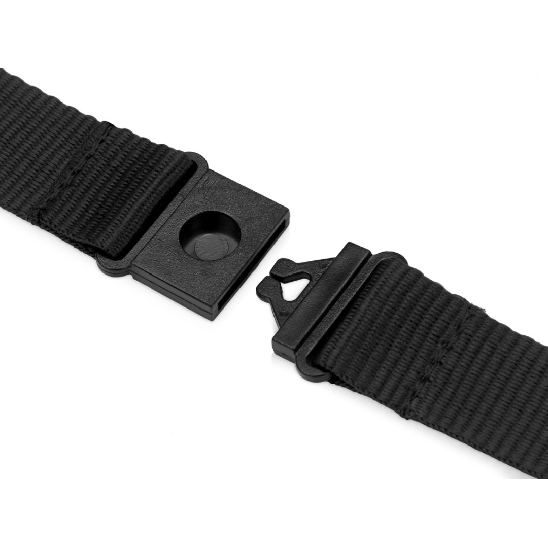 Ланьярд с карабином и замком безопасного разрыва, черный