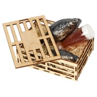 Набор мыла ручной работы "Пиво и рыба", в деревянной коробке