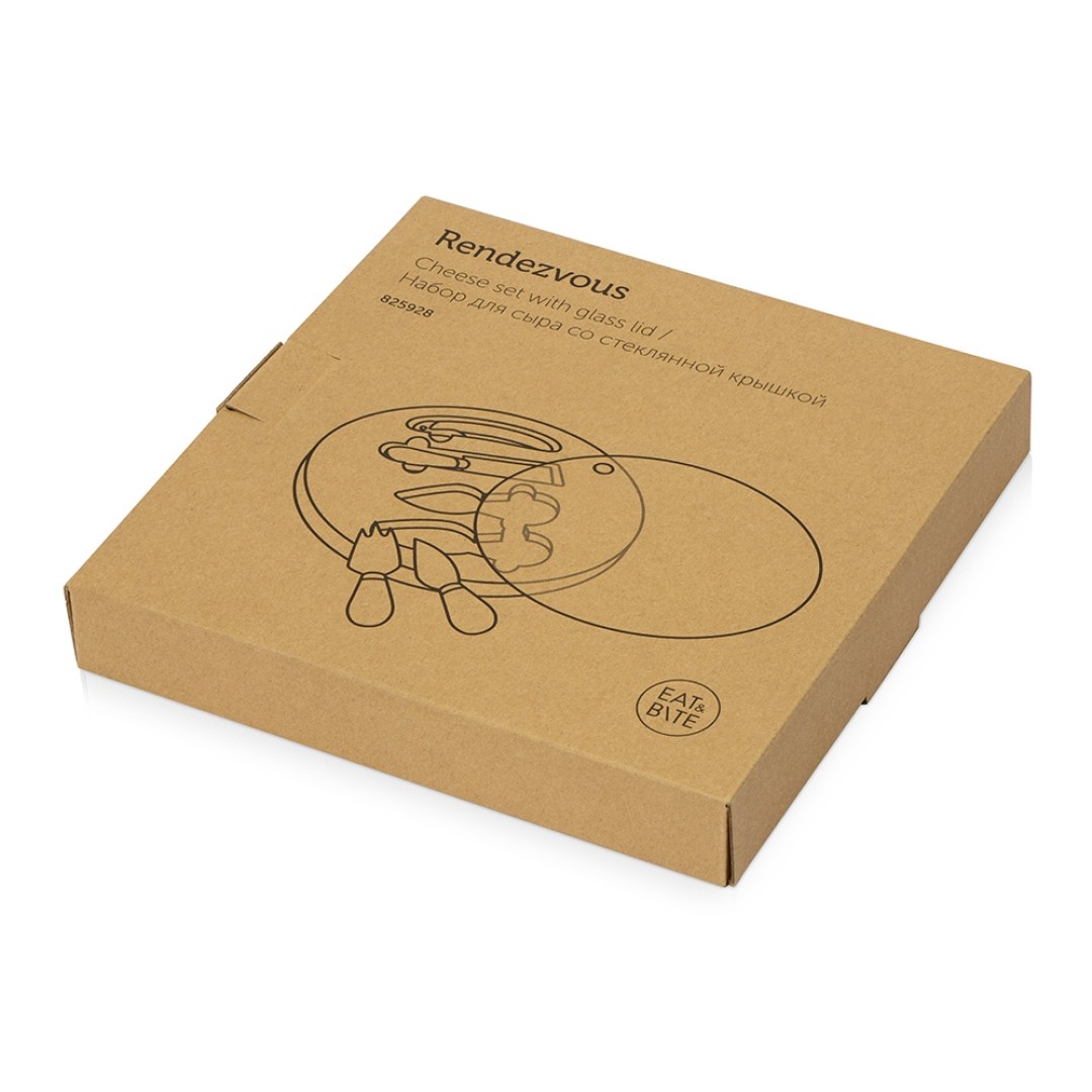 Набор для сыра Rendezvous круглый, со стеклянной крышкой