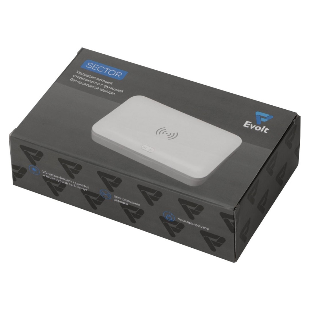 УФ-стерилизатор c функцией беспроводной зарядки "Sector", Evolt, черный