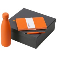 Подарочный набор c блокнотом C1, ручкой и термобутылкой, оранжевый