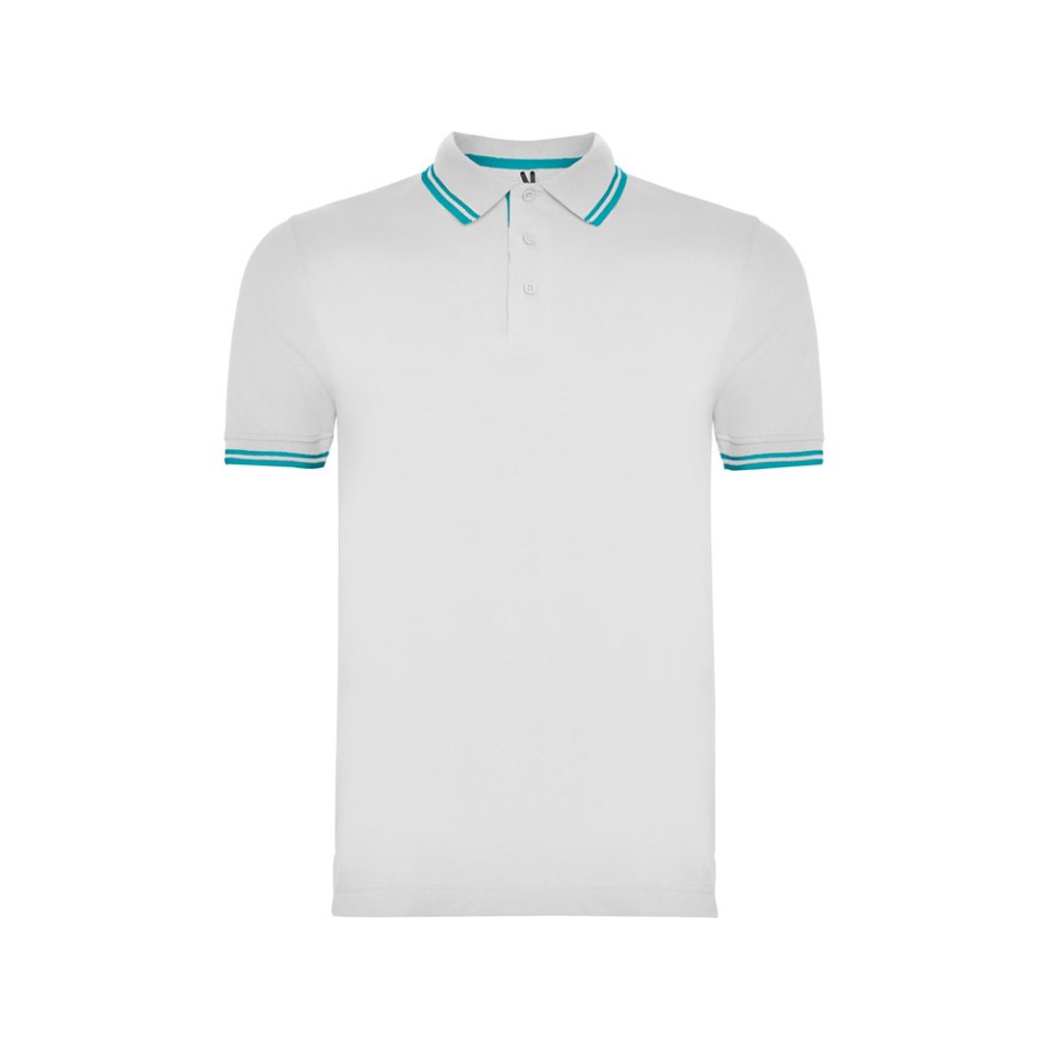 Рубашка поло "Montreal" мужская, белый/бирюзовый