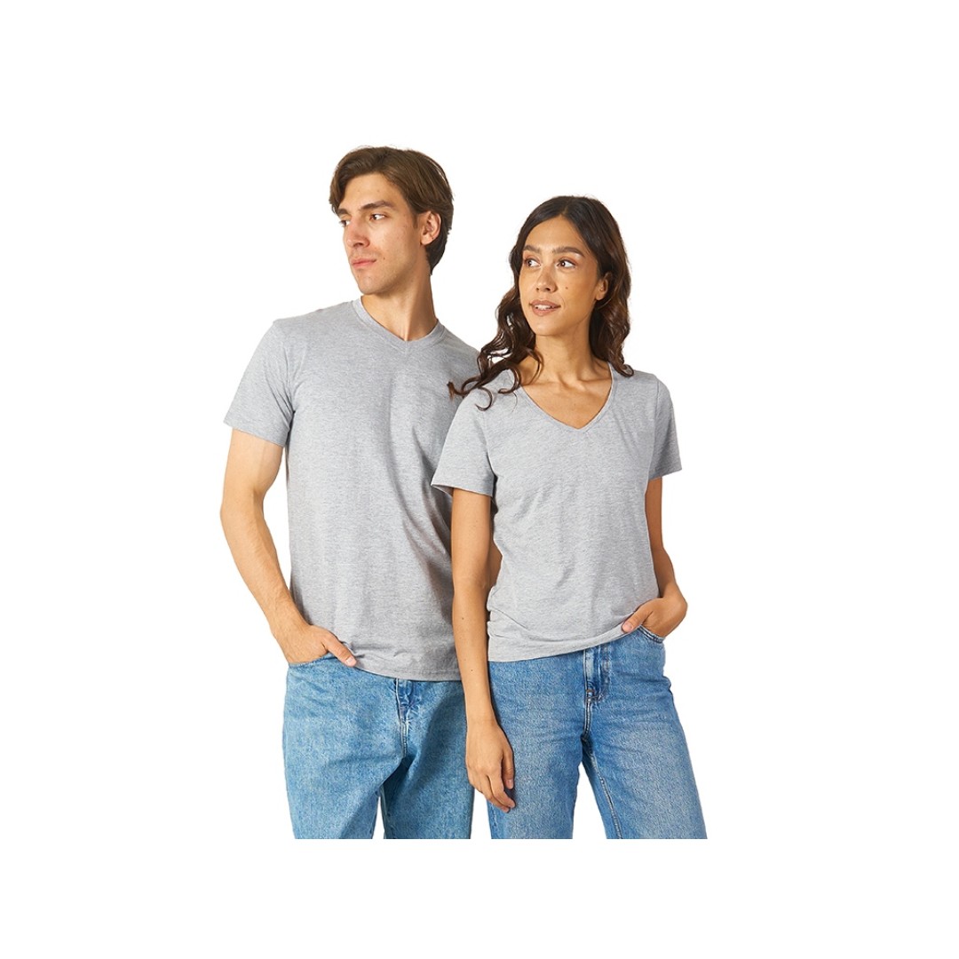 Футболка "Heavy Super Club" мужская с V-образным вырезом, серый меланж