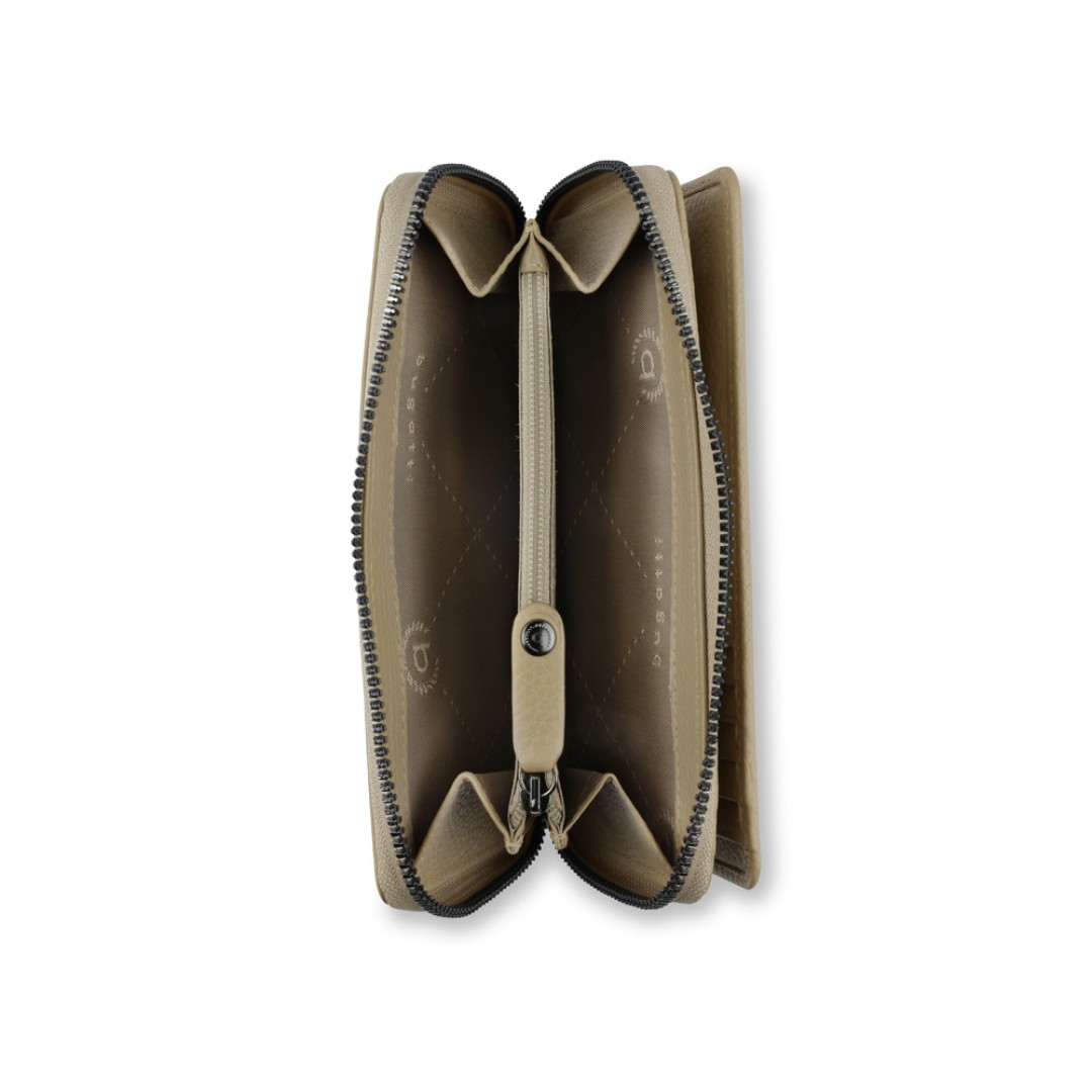 Кошелёк женский BUGATTI Elsa, с защитой RFID, песочного цвета, воловья кожа/полиэстер, 15,5х3х9,5 см