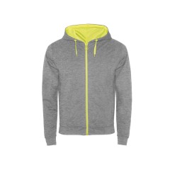 Толстовка на молнии "Fuji", серый меланж/неоновый желтый