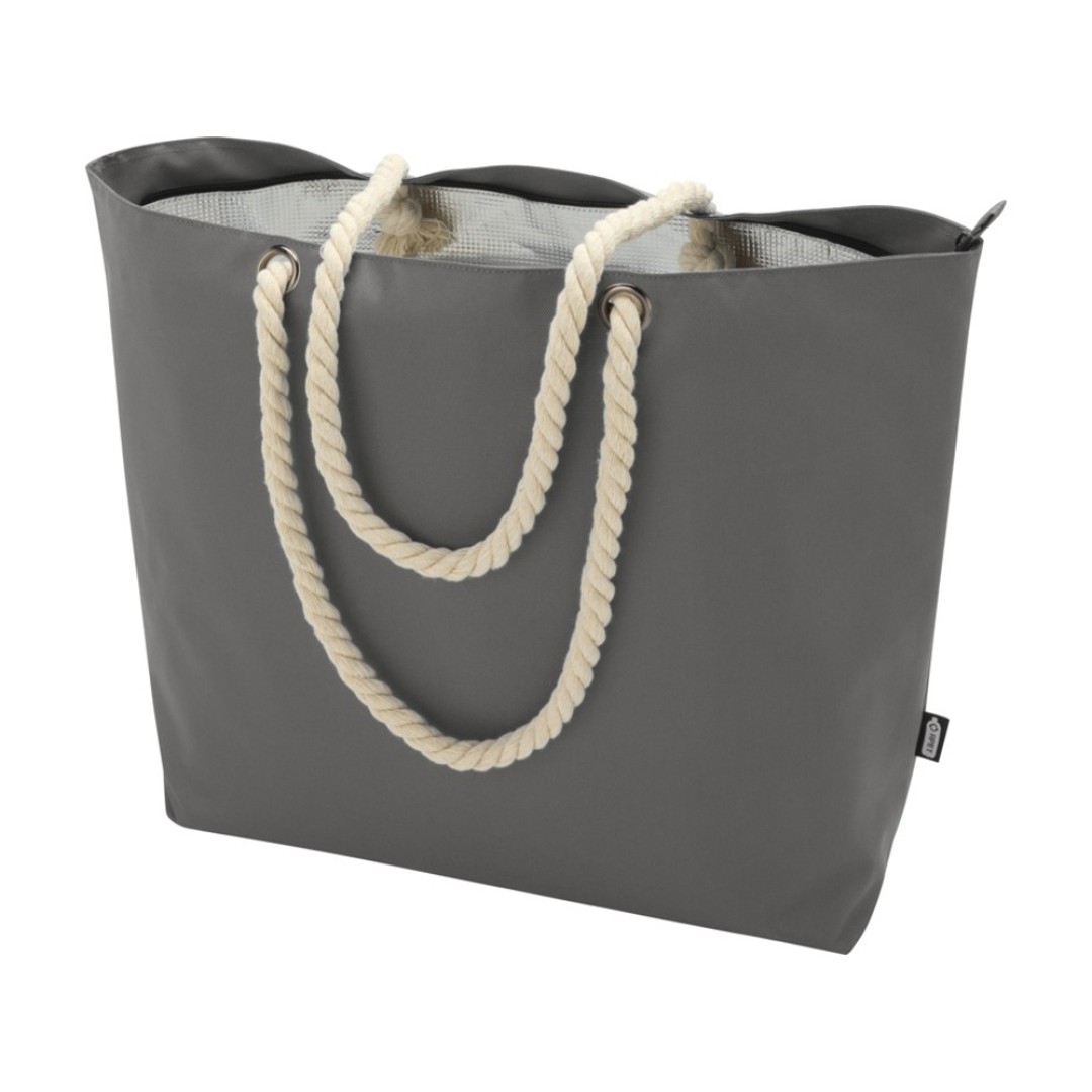 Panama пляжная эко-сумка-холодильник из переработанного материала, с ручками-шнурками 23L, серый