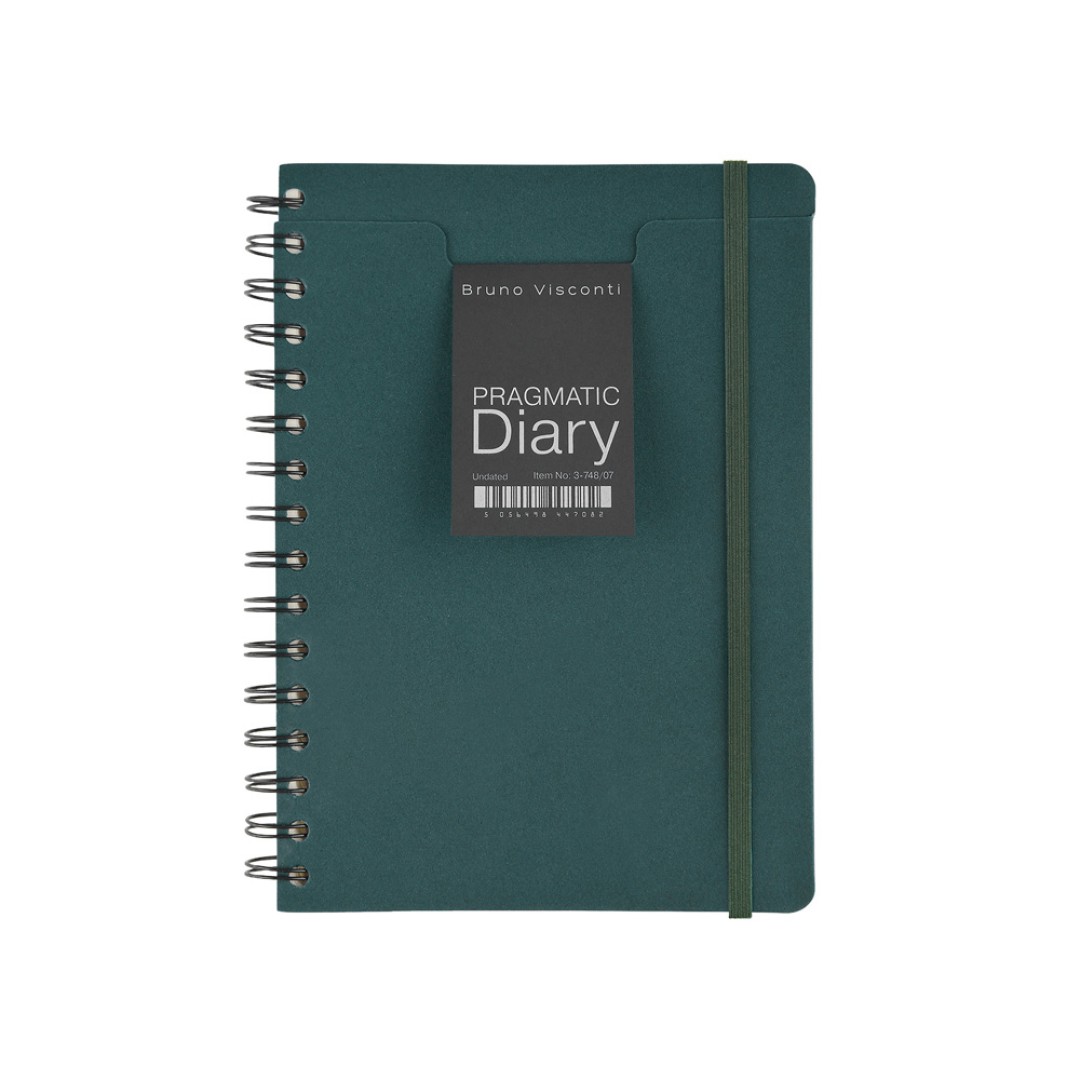 Ежедневник недатированный на гребне А5 "Pragmatic", темно-зеленый