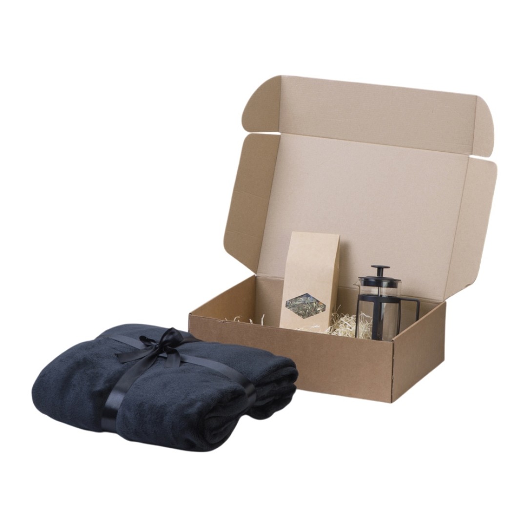 Подарочный набор Tea time с пледом, черный