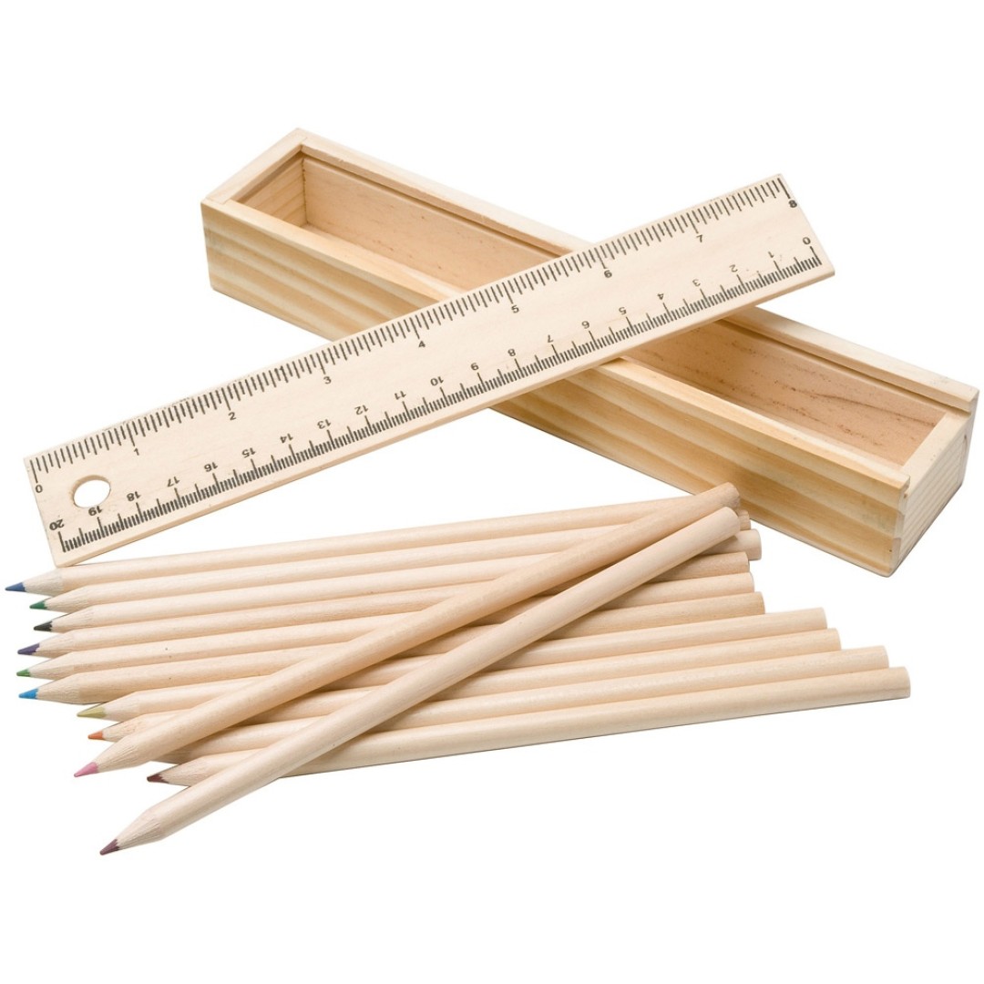 Набор из 12 карандашей в подарочной коробке с линейкой