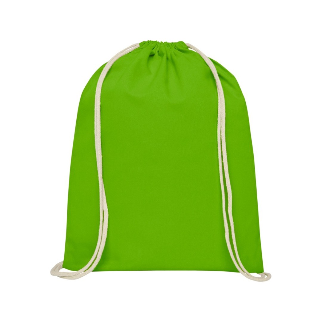 Рюкзак со шнурком Oregon хлопка плотностью 140 г/м2, лайм