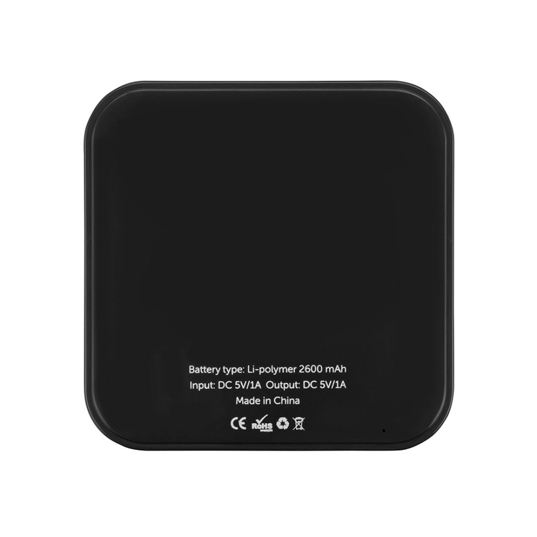 Портативное зарядное устройство (power bank) "Квадрум", 2600 mAh, черный