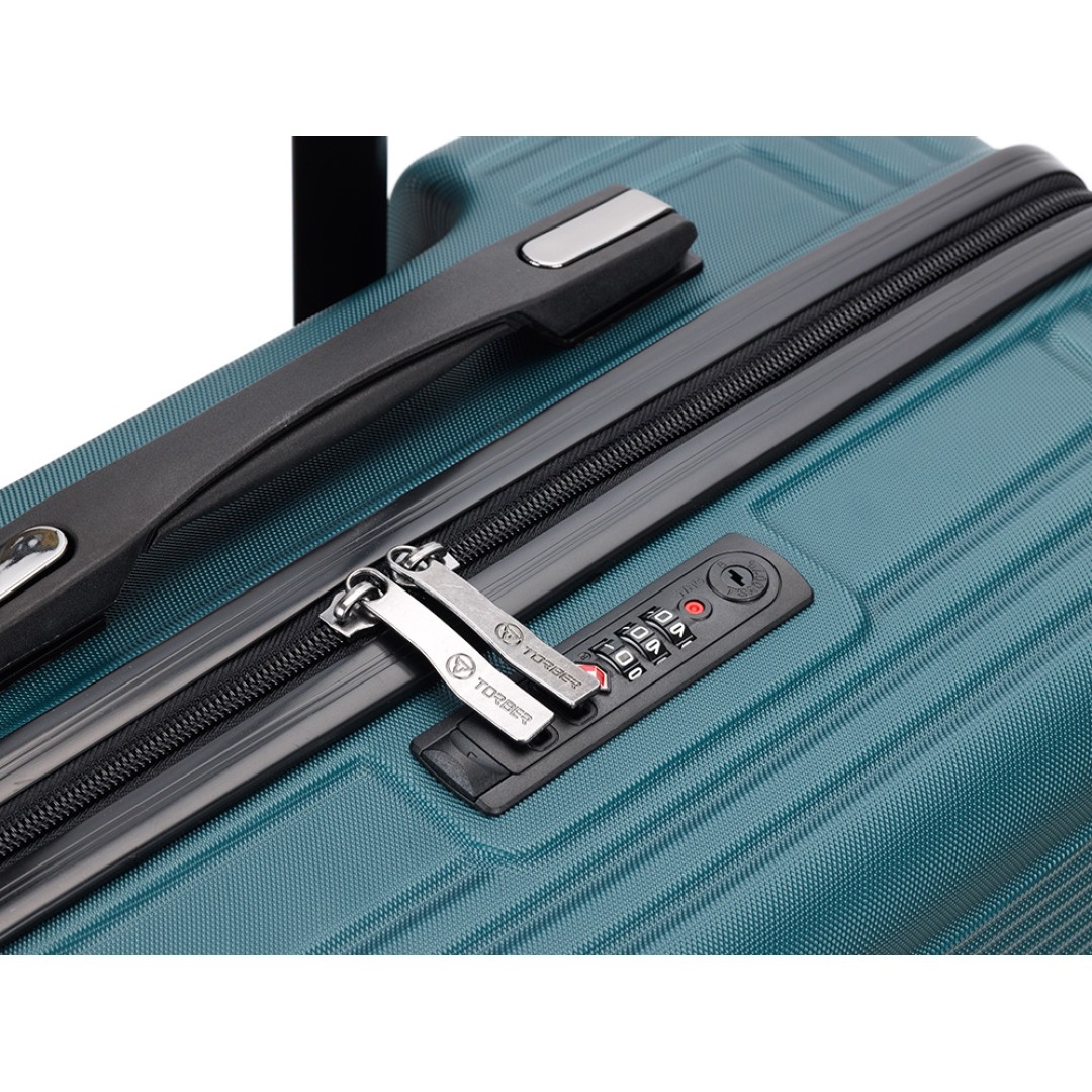 Чемодан TORBER Onego, зелёный, ABS-пластик, 69,5 х 46 х 26 см, 69 л