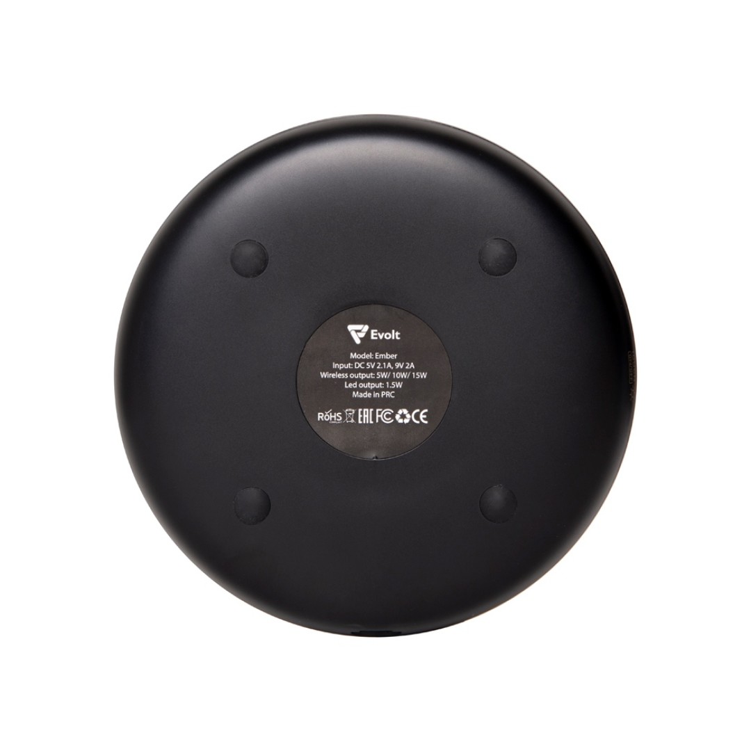 Ночник с беспроводной зарядкой "Ember", 15 Вт, черный