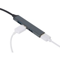 USB-хаб «Link» с коннектором 2-в-1 USB-C и USB-A, 2.0/3.0, серый