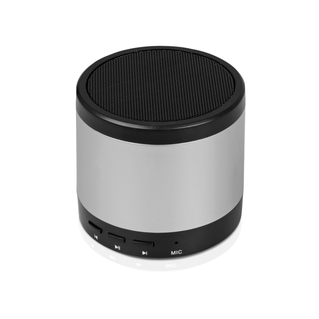 Портативная колонка «Ring neon» с белой подсветкой корпуса, серебристый