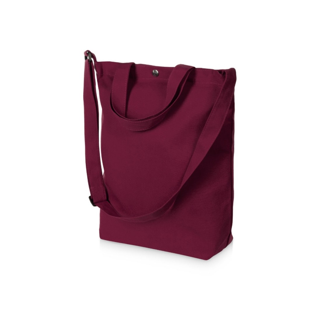 Сумка Helfer из хлопка на кнопке с регулирующейся лямкой, бордовый