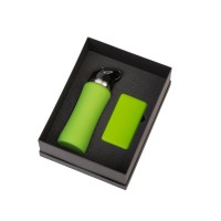 Подарочный набор с бутылкой для воды и повербанком С1, 5000 mAh, зеленое яблоко