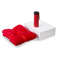 Подарочный набор с пледом, термосом "Cozy hygge" 2.0, красный