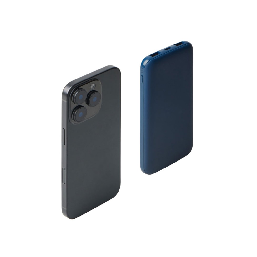 Набор из внешнего акуумулятора и универсального кабеля с подсветкой лого «Reserve LED», 10000mAh, темно-синий