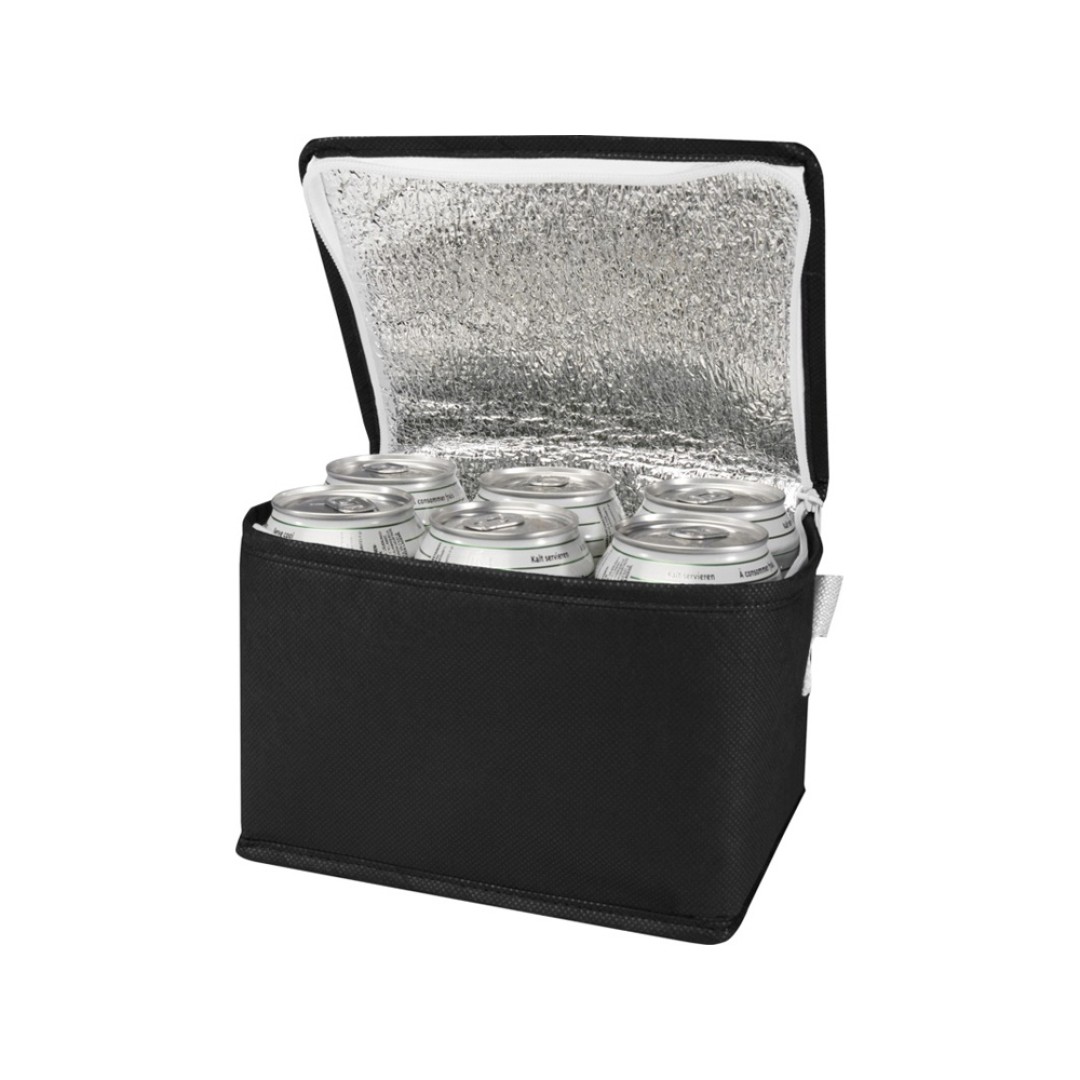 Spectrum нетканая сумка-холодильник, 4 л, на 6 банок, из переработанных материалов, сплошной черный