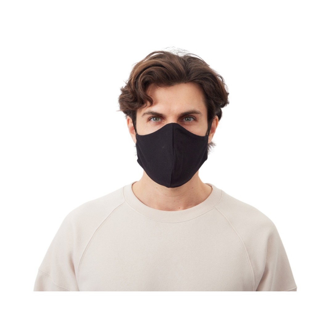 Маска для лица многоразовая с фиксаторами, черная