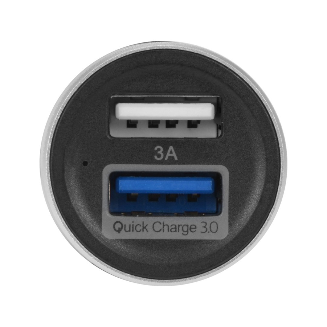 Адаптер автомобильный USB с функцией быстрой зарядки QC 3.0 "TraffIQ", черный/серебристый