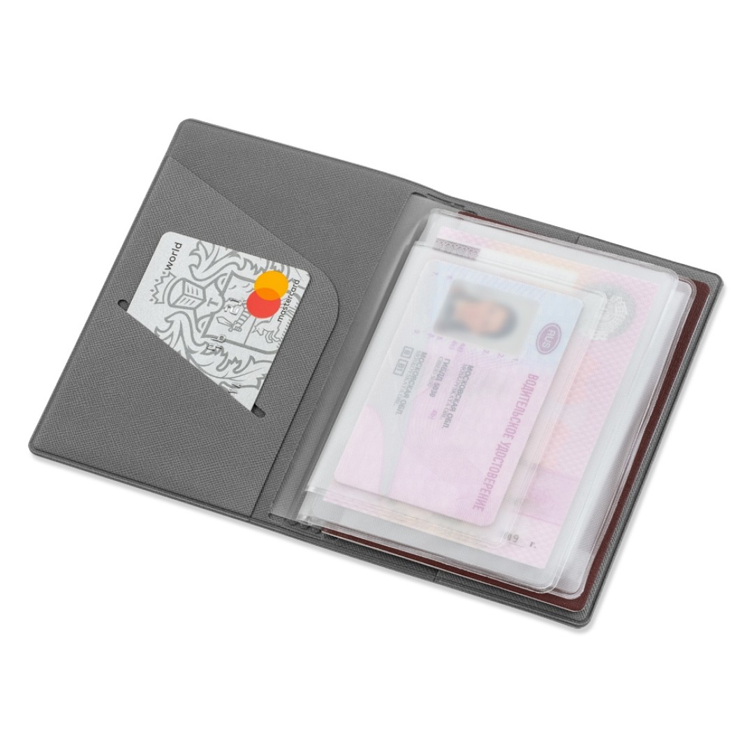 Классическая обложка для автодокументов "Favor", светло-серая