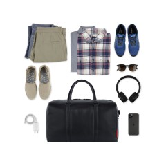 Сумка дорожная BUGATTI Clark, чёрная, воловья кожа/полиэстер, 45х20х27,5 см, 24 л