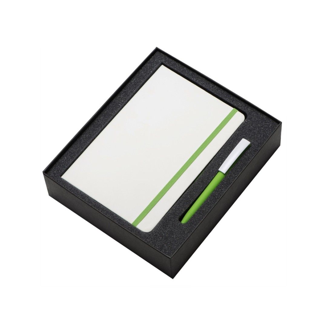 Подарочный набор «Jacque white» 2.0. с ручкой и блокнотом, зеленое яблоко