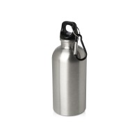 Одностенная бутылка для воды с карабином Oregon, изготовленная из нержавеющей стали, сертифицированной по стандарту RCS, объемом 400 мл - Серебряный