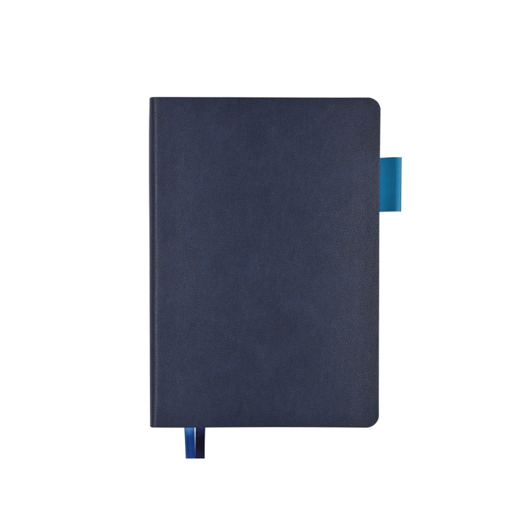 Ежедневник А5 датированный "Boston" 2026, темно-синий с голубым обрезом