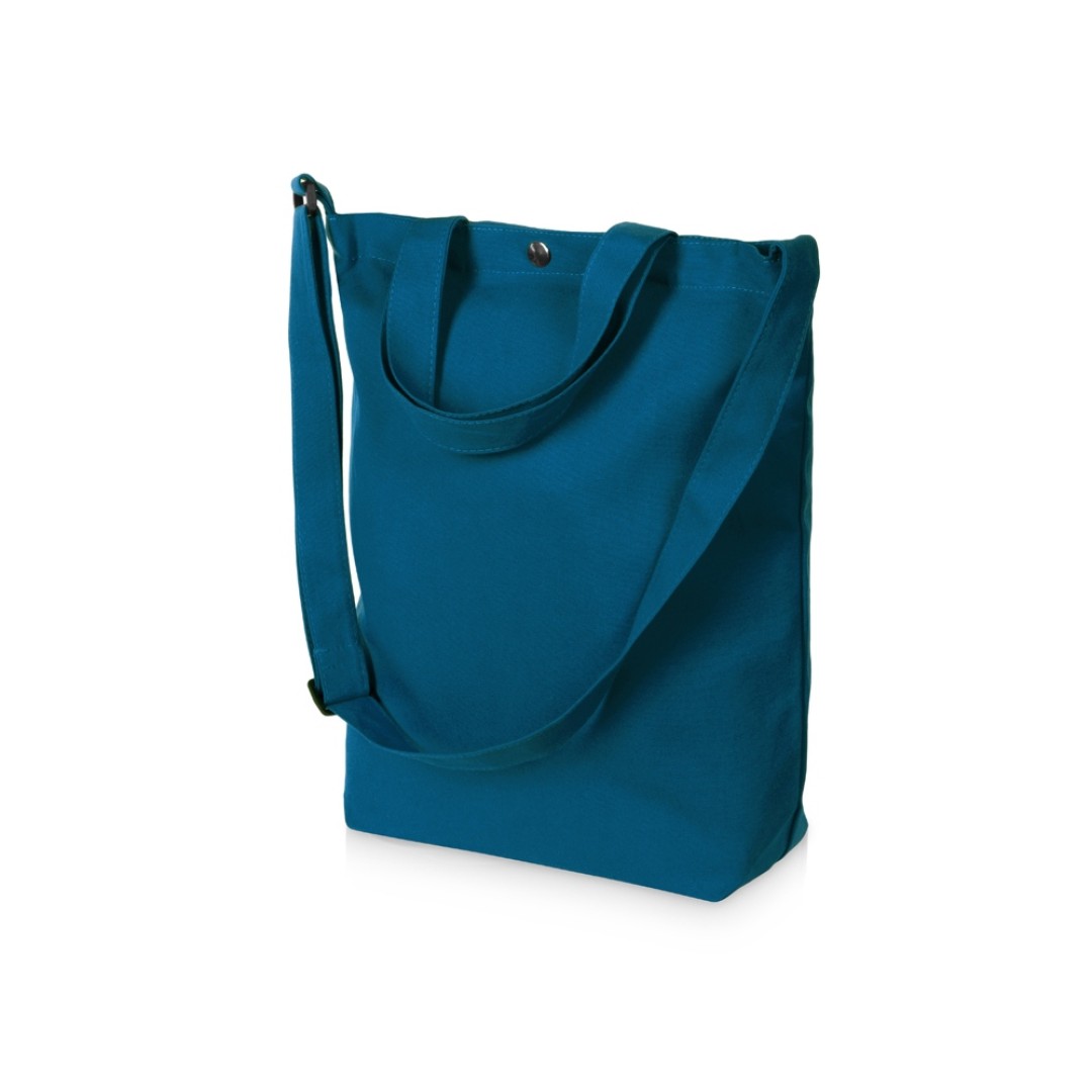 Сумка Helfer из хлопка на кнопке с регулирующейся лямкой, индиго