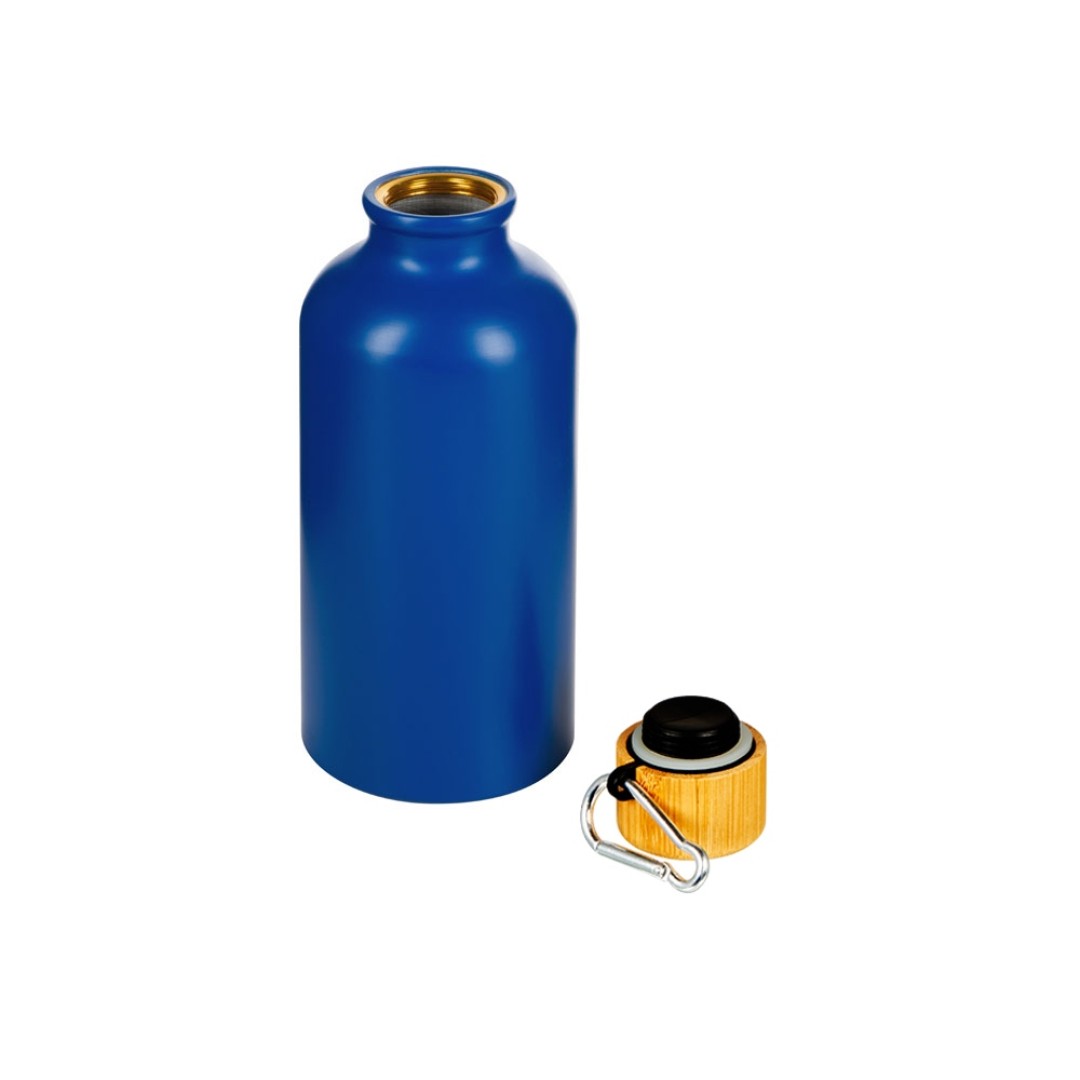 Матовая спортивная бутылка "Hip S Bamboo" с карабином и объемом 400 мл, синий