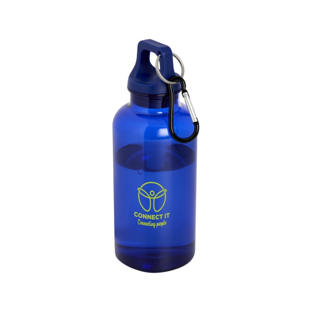 Бутылка для воды с карабином Oregon из переработанной пластмассы, 400 мл - Синий