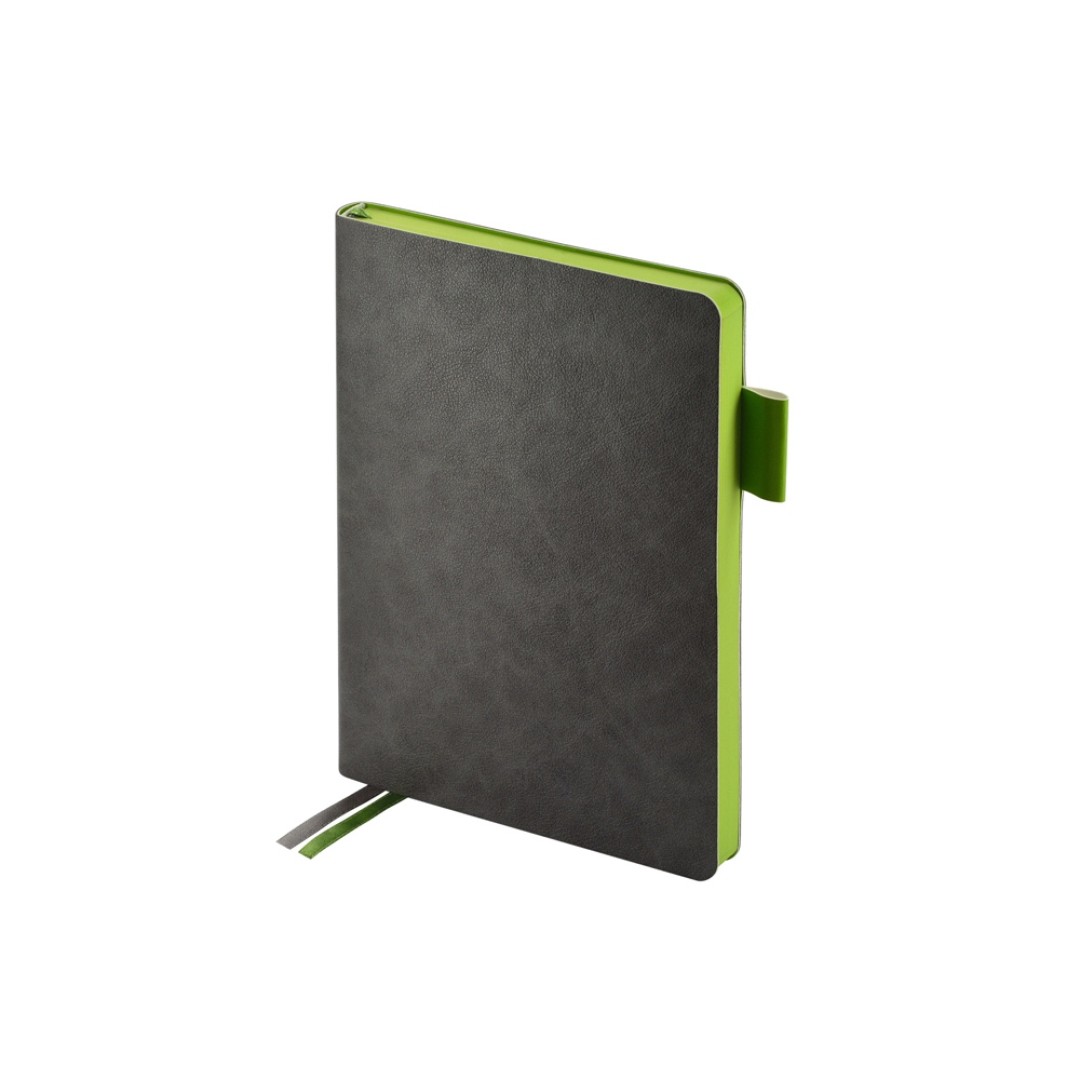 Ежедневник А5 датированный "Boston" 2026, серый с салатовым обрезом