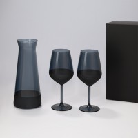 Подарочный набор декантер + 2 бокала для вина Black Edition в черной коробке
