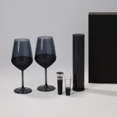 Подарочный набор 2 бокала для вина Black Edition + набор для вина Sacramento в черной коробке