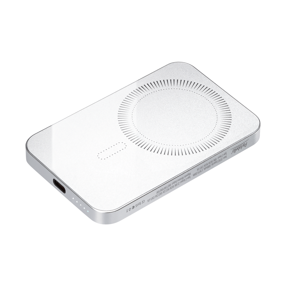 Внешний аккумулятор Artex PD 5000mAh с функцией беспроводной зарядки 15W, серебряный