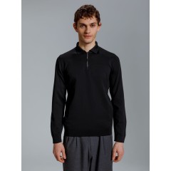 Рубашка поло мужская с длинным рукавом Terrazzo, черная, размер 2XL/3XL