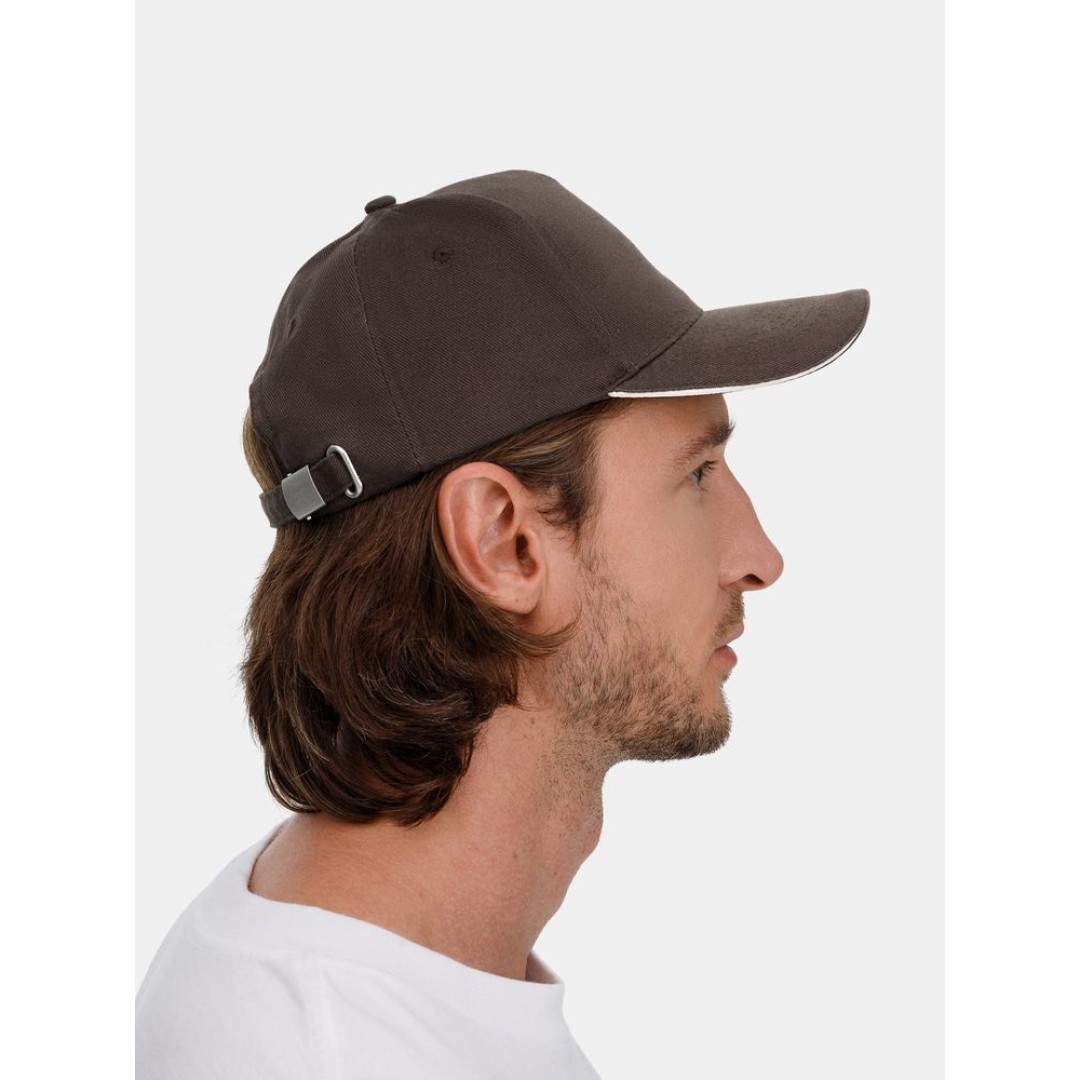 Бейсболка Long Beach, коричневая с бежевым