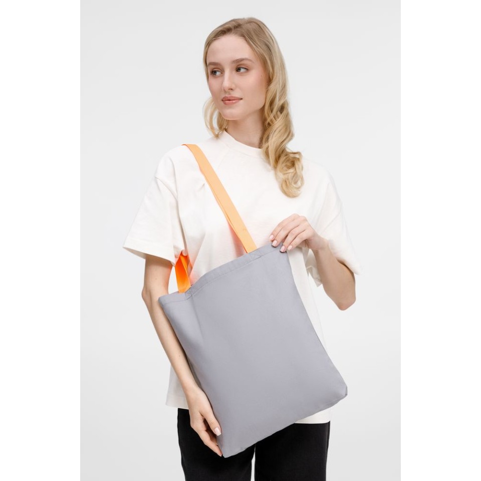 Шопер B4, серый с оранжевыми ручками