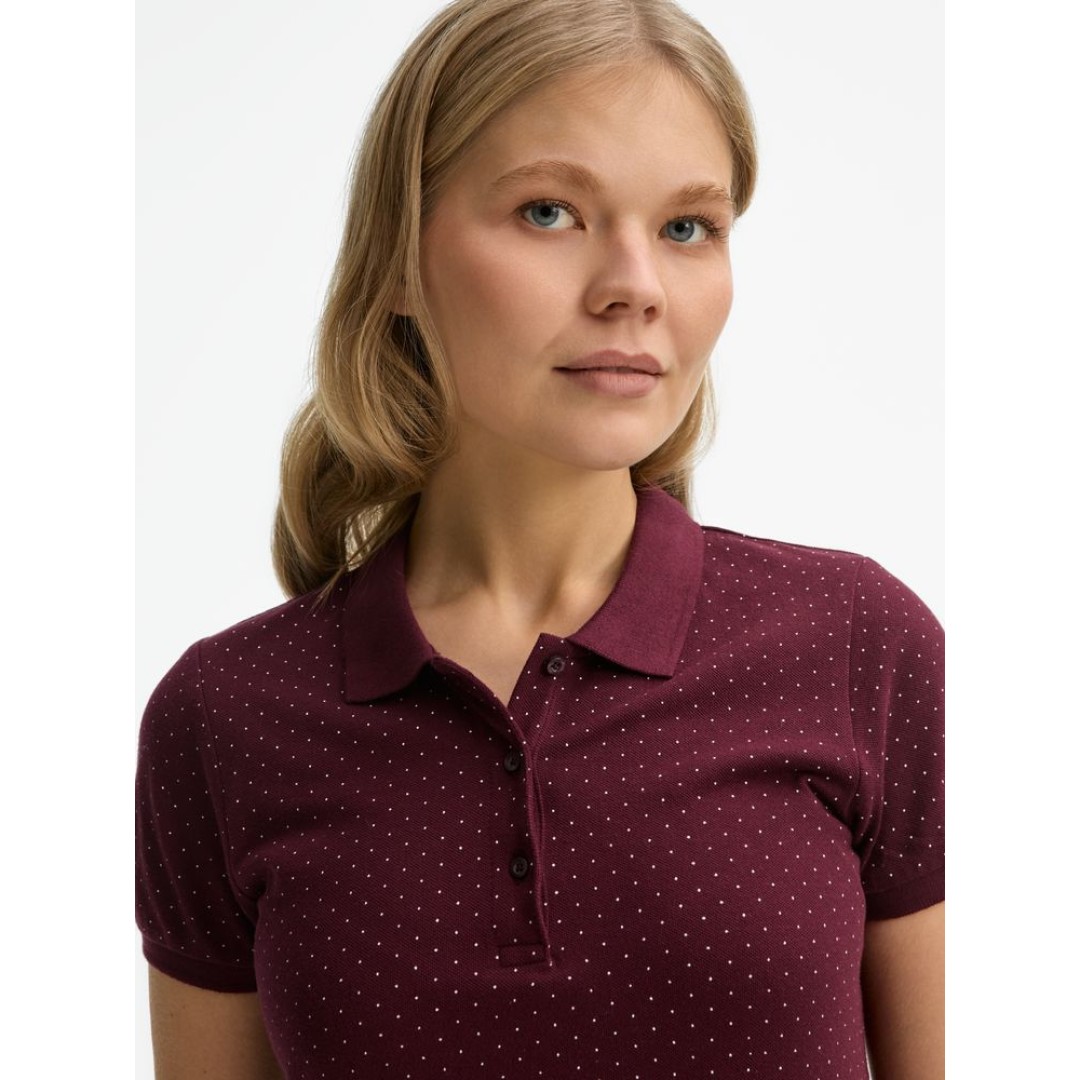 Рубашка поло женская Brandy Women, бордовая с белым