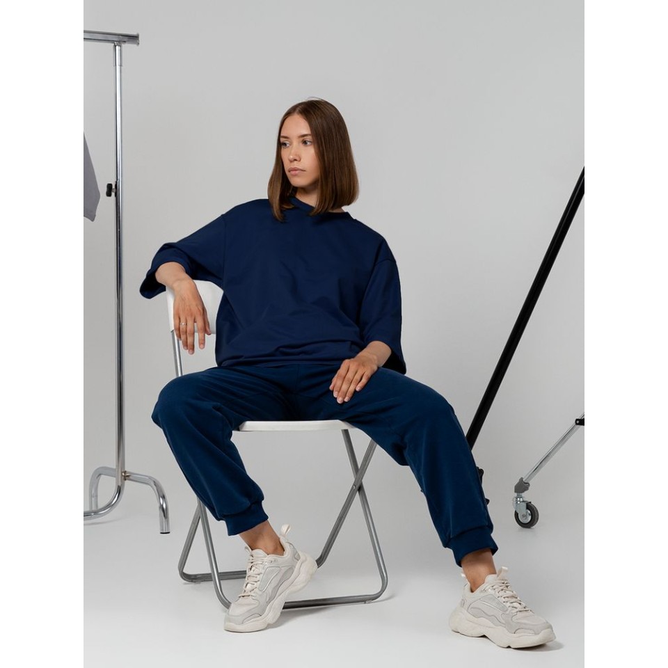 Футболка оверсайз унисекс Kosmos 2.0, темно-синяя, размер XS/S