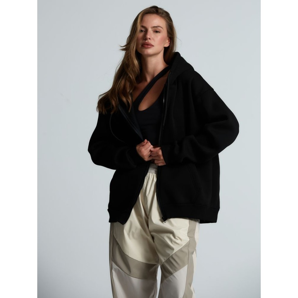 Толстовка унисекс оверсайз Zippy, черная, размер M/L