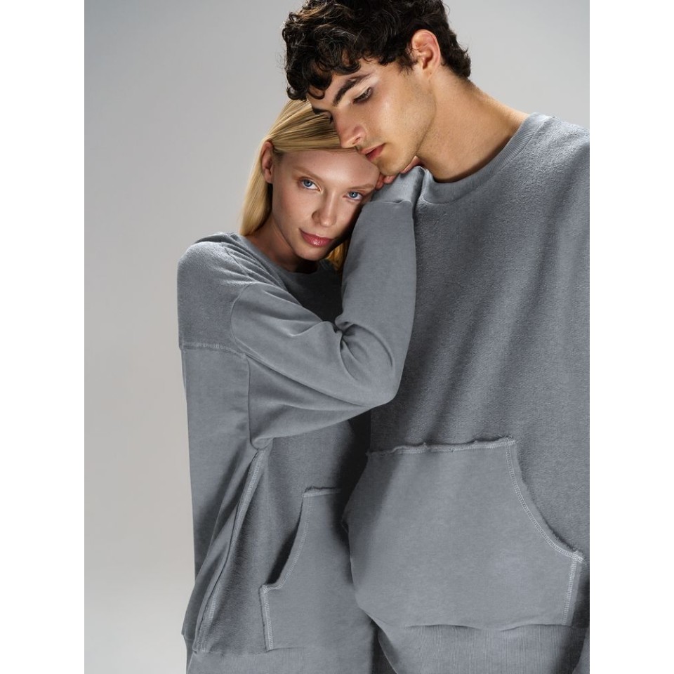 Свитшот оверсайз унисекс Vozduh, светло-серый, размер XS/S