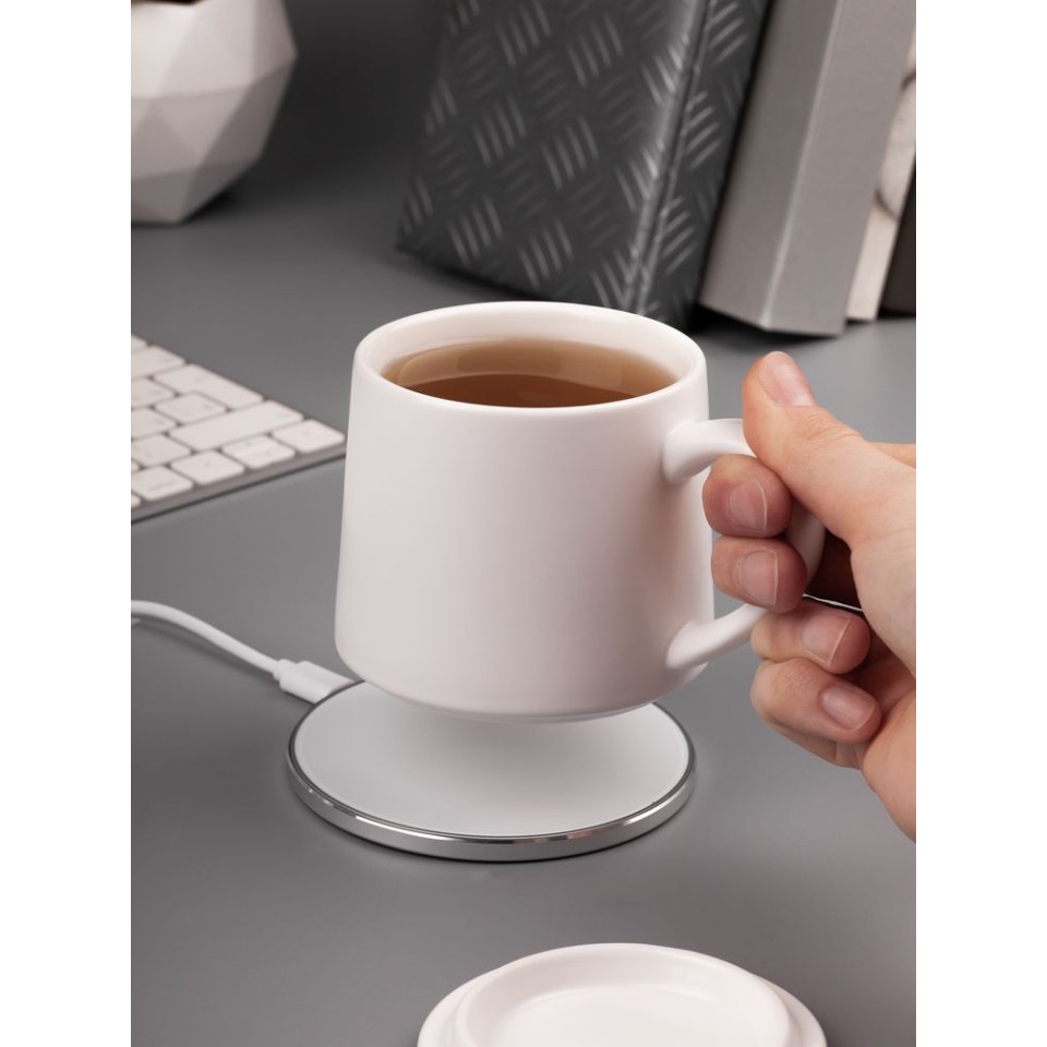 Кружка с подогревом и беспроводной зарядкой dualBase ver. 2.0 Matt, белая