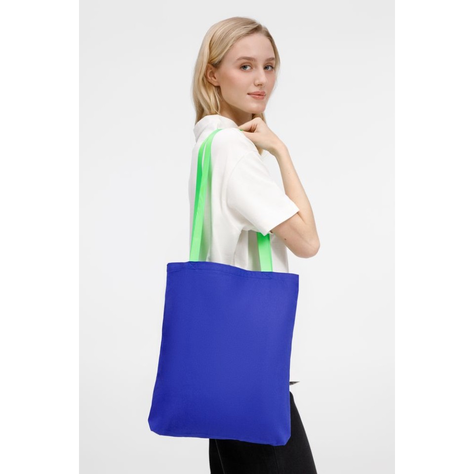 Шопер B4, синий с зелеными ручками