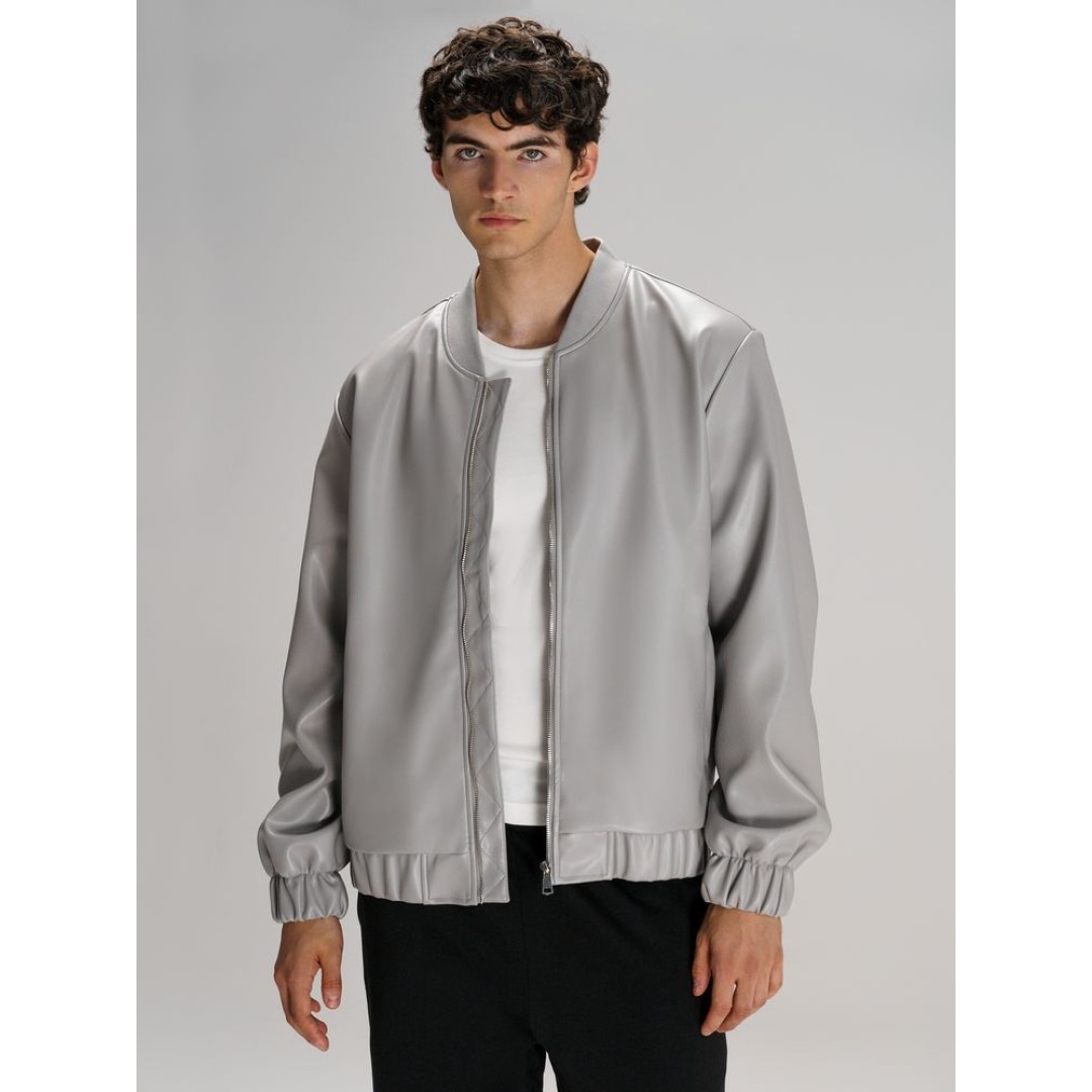 Бомбер из искусственной кожи Univer, серый, размер XS/S
