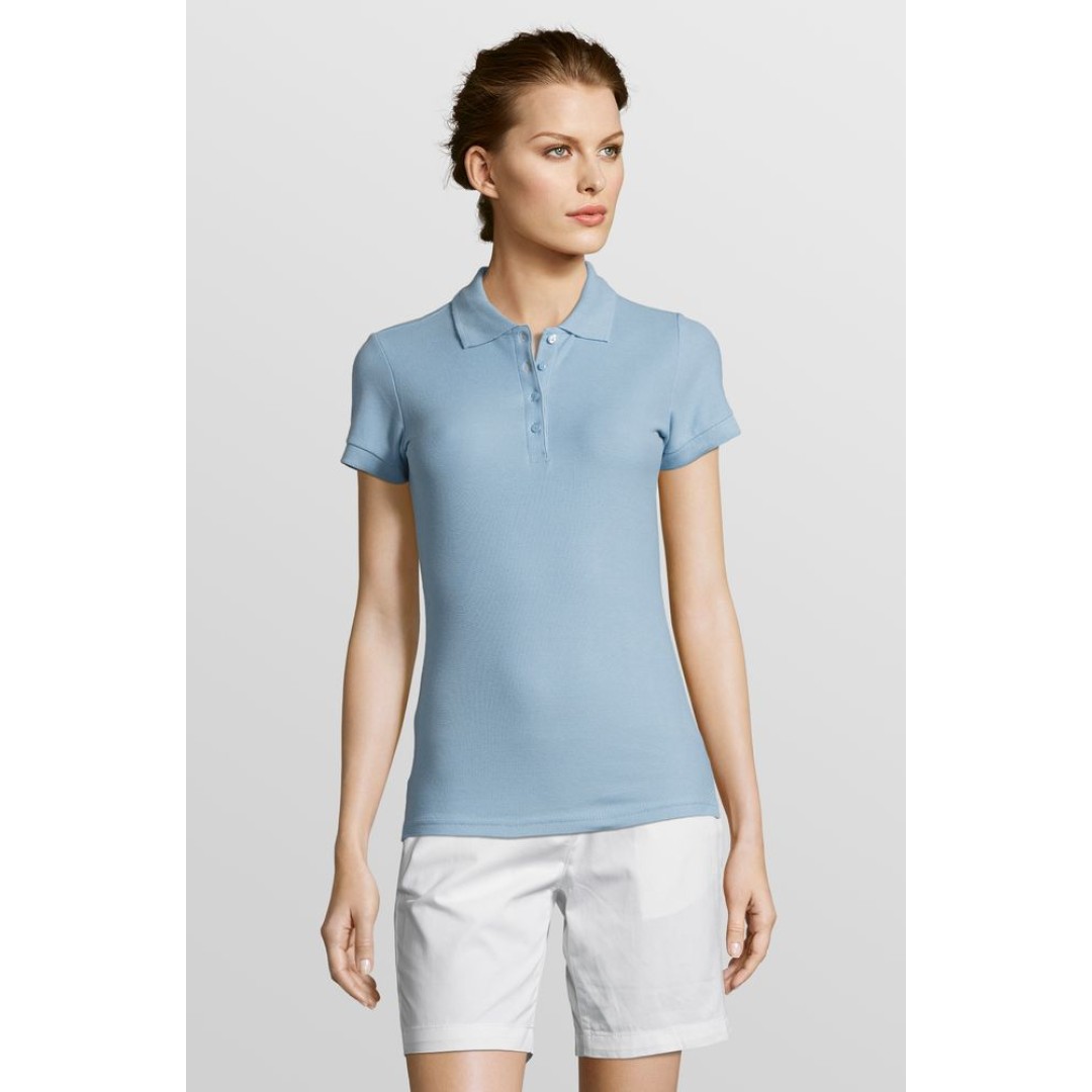 Рубашка поло женская People 210 голубая, L